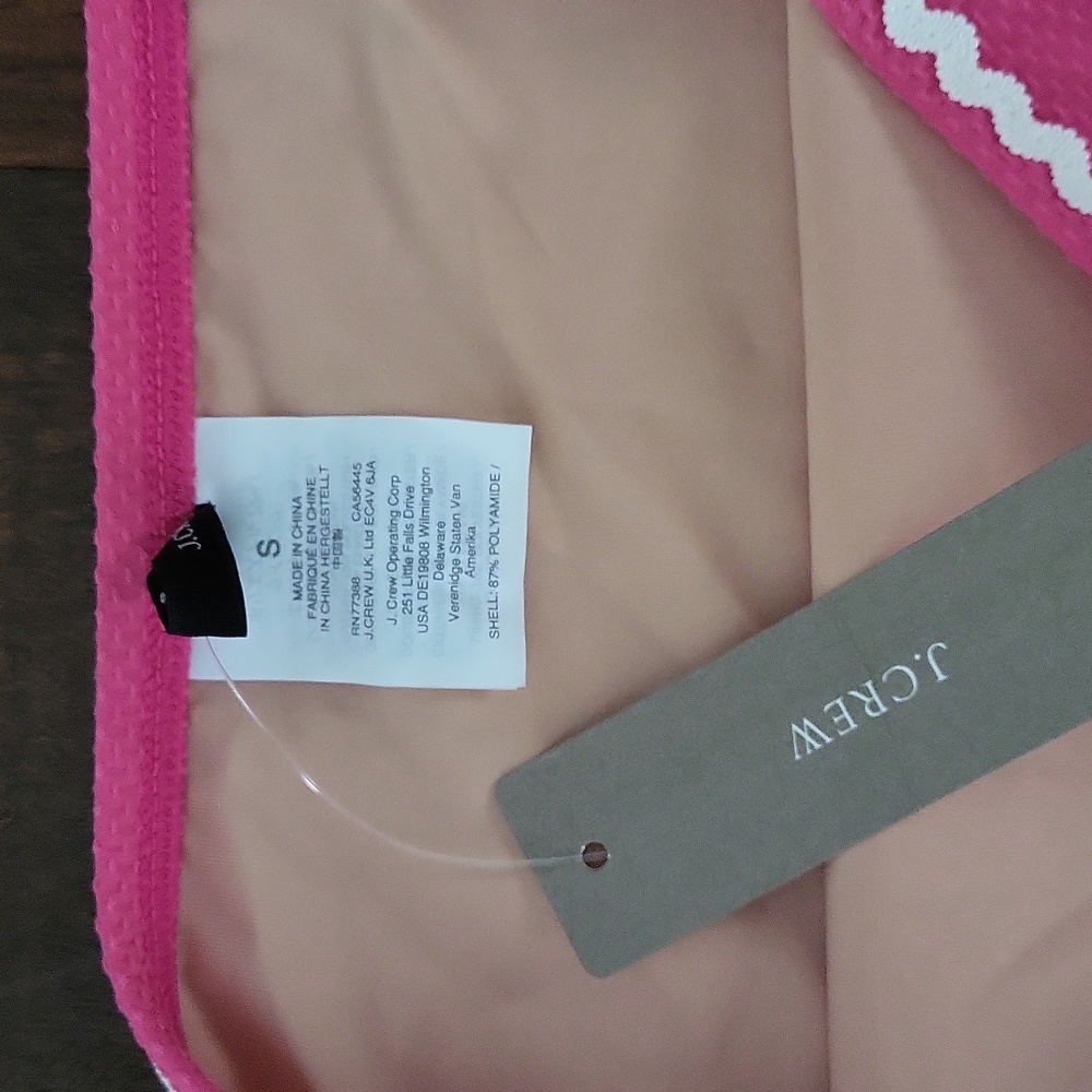 J. Crew High Waisted Bikini Bottom - Pink w/White Trim - S - Picture 3 of 5